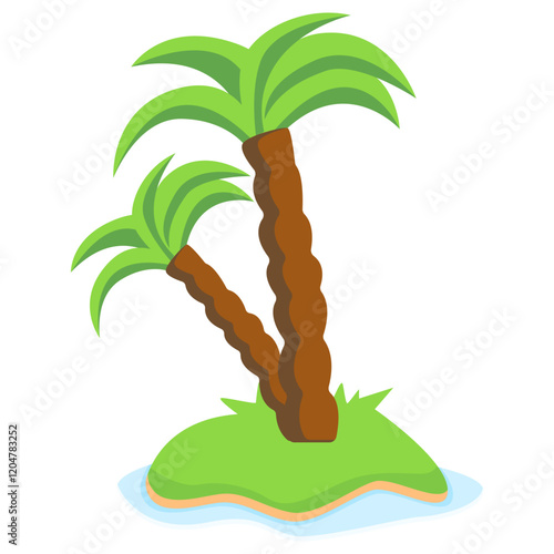 Tropical Palm Tree Vector Illustration Isolated on White Background.