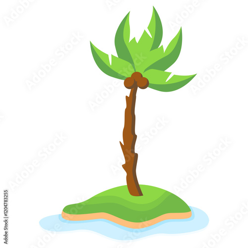 Tropical Palm Tree Vector Illustration Isolated on White Background.