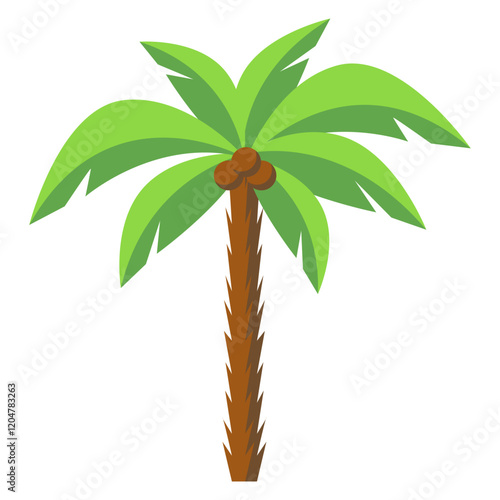 Tropical Palm Tree Vector Illustration Isolated on White Background.