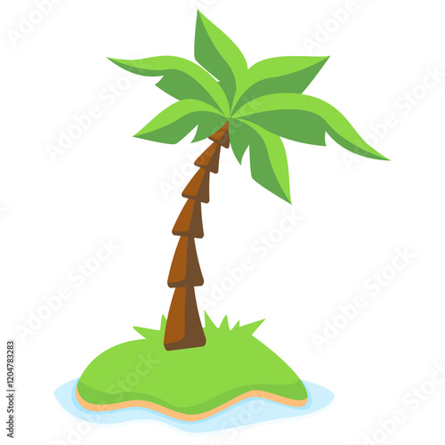 Tropical Palm Tree Vector Illustration Isolated on White Background.