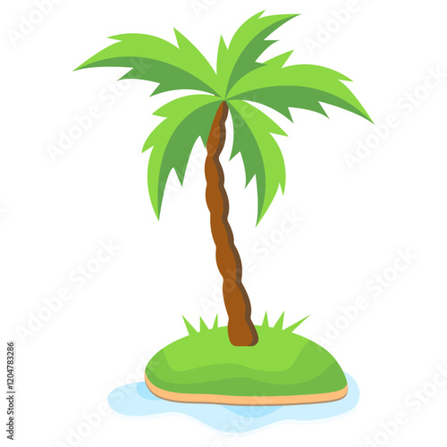 Tropical Palm Tree Vector Illustration Isolated on White Background.