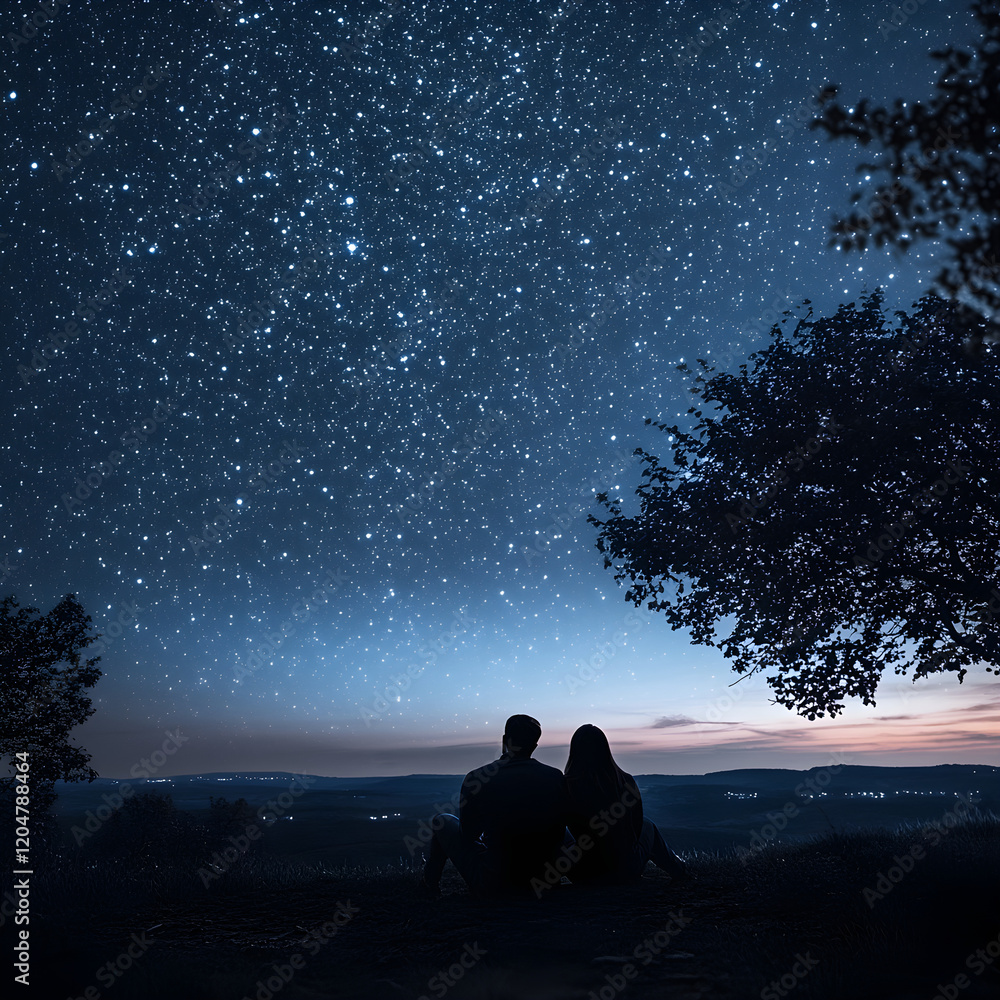 Whispering Stars: A Couple's Tranquil Retreat on an Enchanted Hilltop Under the Night Sky Whispering Stars: A Couple's Tranquil Retreat on an Enchanted Hilltop Under the Night Sky
