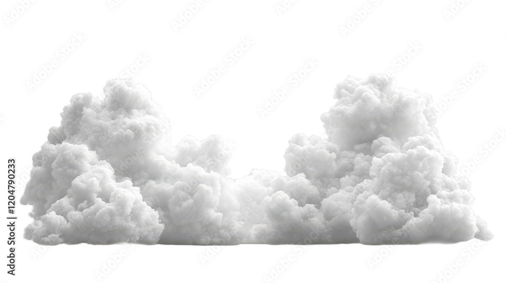 Naklejka premium Dramatic cumulus cloudscape fluffy white clouds isolated perfect for compositing on transparent background