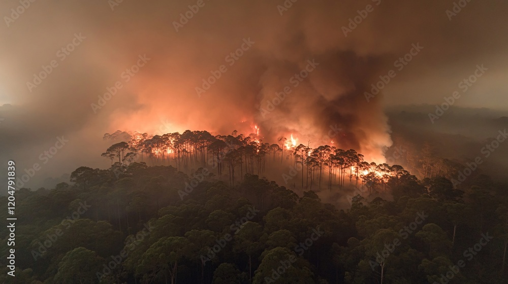 Fototapeta premium Nighttime Wildfire Devastation in Maribou Forest