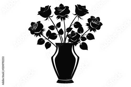 Flower vase silhouette vector illustration