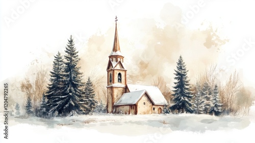 Wallpaper Mural Church and winter forest covered by heavy snow. Torontodigital.ca