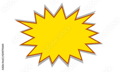 starburst yellow speech bubbles or baloon for comic design illustration. Comic burst, bursting star sticker, vector boom or explotion. communication concept
