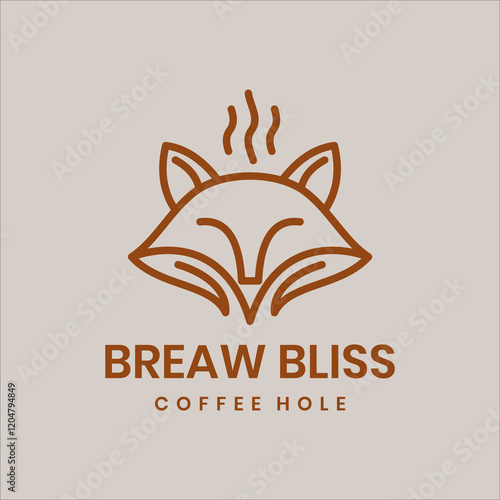 a minimalist logo featuring a fox head with steam lines, symbolizing warmth and creativity. Its earthy brown tones evoke comfort and the aroma of freshly brewed coffee.