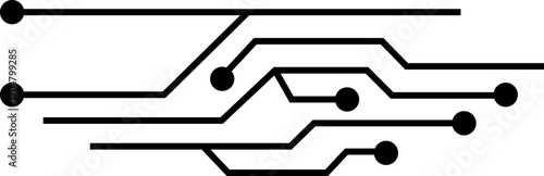 Printed circuit board or electronic motherboard icon. lines and dots connect. Digital tech. CPU, PCB printed circuit. Chip process. Input or output Cyber crime isolated on transparent background.