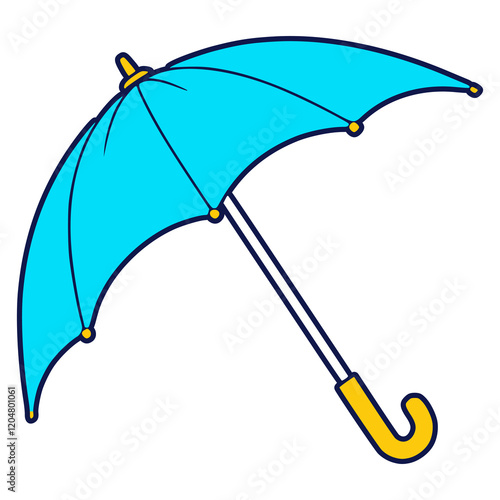 blue umbrella outdoor accessories flat color vector illustration template design