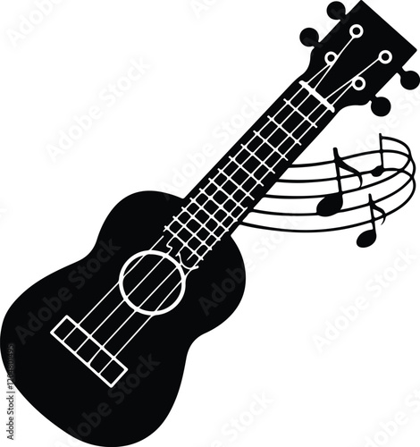 ukulele musical instrument icon vector illustration design graphic silhouette black and white