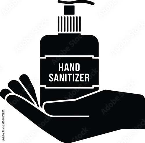 hand sanitizer bottle isolated icon vector illustration design  black and white