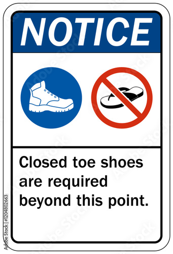 Closed toe shoes are required sign