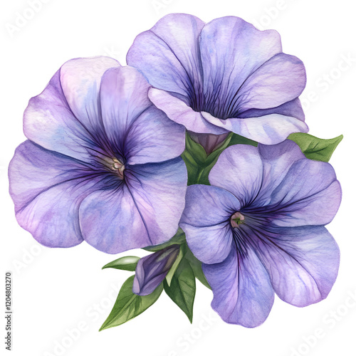 Wallpaper Mural Beautiful Watercolor Petunia Flowers in Soft Purple Shades Torontodigital.ca