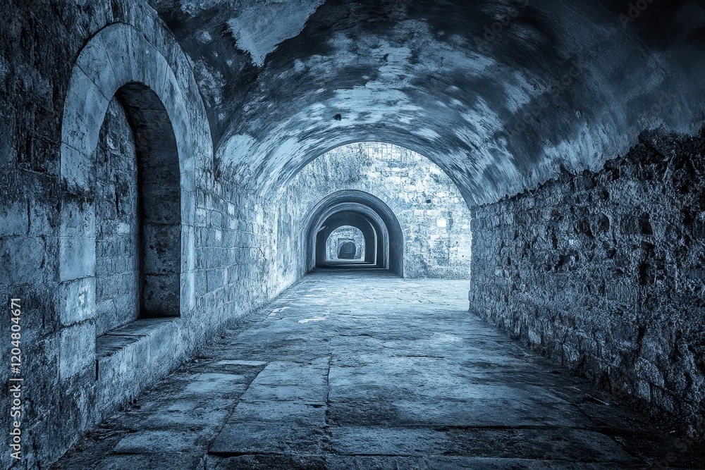 Fototapeta premium Vacant passageway azure hued picture