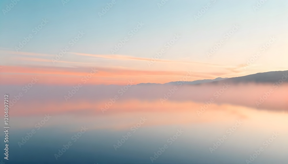 Obraz premium Misty Mountain Lake at Sunrise: A Serene Landscape