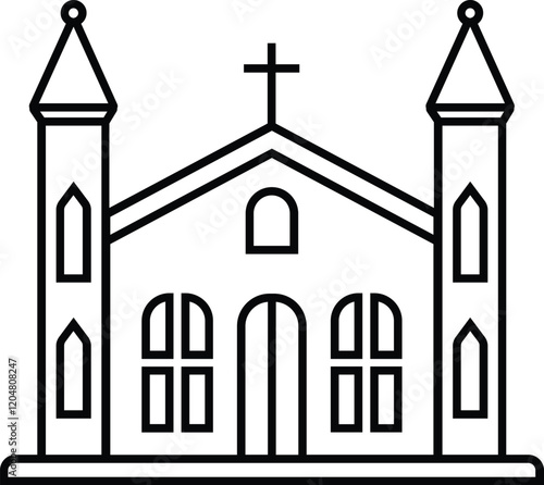 Church Building line art Simple