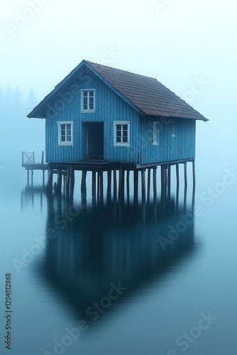 Serene Seascape with Stilt Houses at Twilight in Germany photo