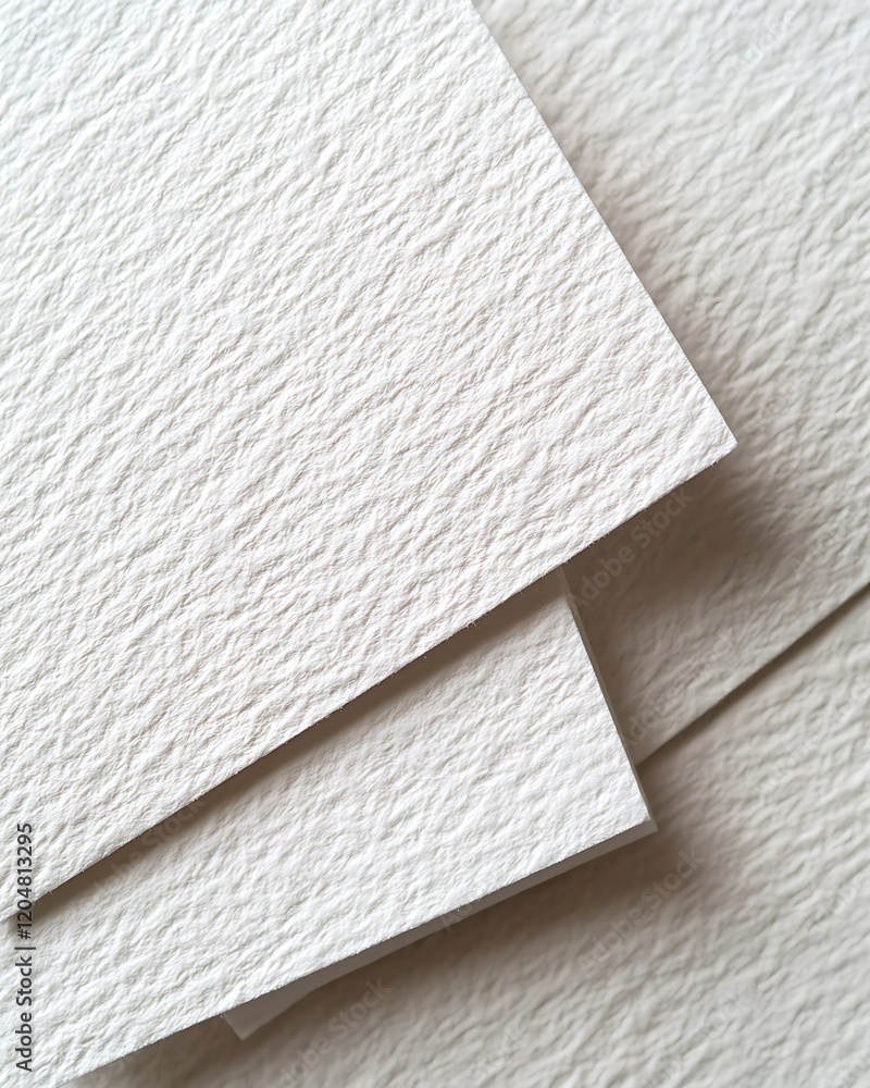 Fototapeta premium A close-up view of textured, off-white paper sheets stacked together, showcasing their unique surface patterns.