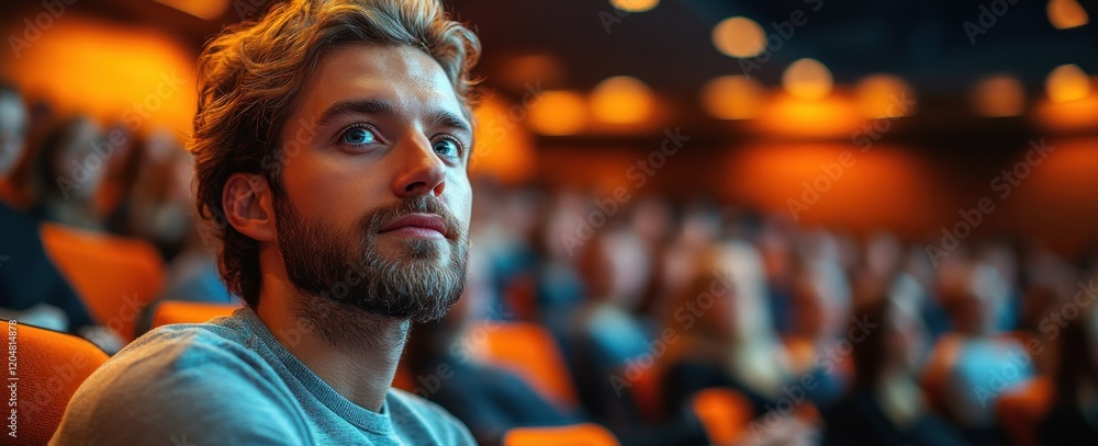 Speaker Presenting at Business Conference in Modern Auditorium with Engaged Audience Speaker Presenting at Business Conference in Modern Auditorium with Engaged Audience