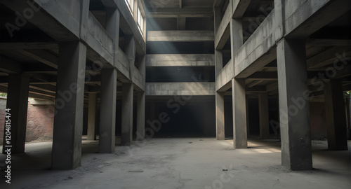 Sunbeams in Abandoned Concrete Structure