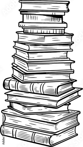 stack of books drawing