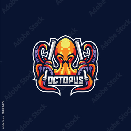 Octopus Baseball Logo Template