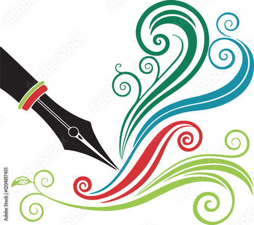 Creative Fountain Pen Swirls - Artistic Vector Design