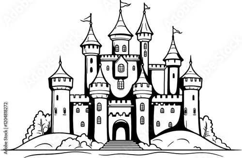 castle drawing outline