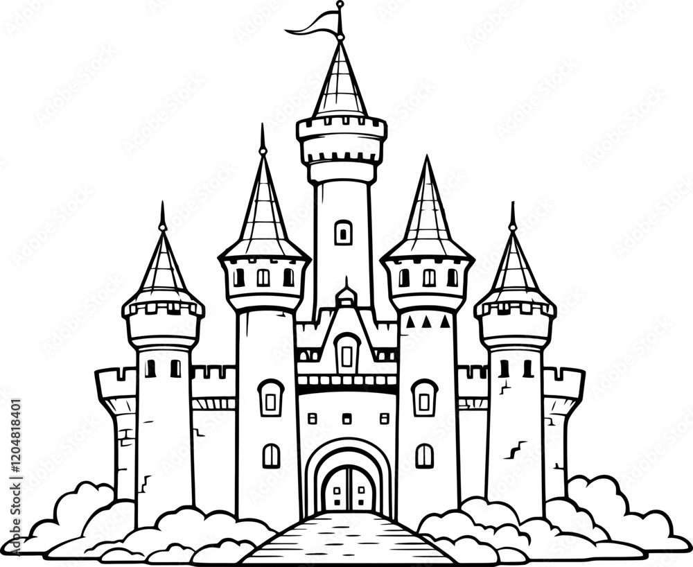 Obraz premium castle drawing outline