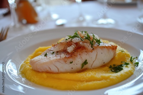 Vicenza s traditional dish salted cod with polenta photo