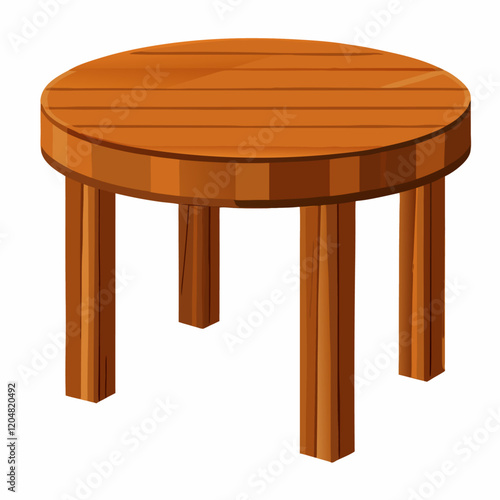Round wooden table on white background vector illustration (2)