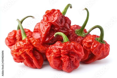 White background featuring ghost pepper or red chili photo