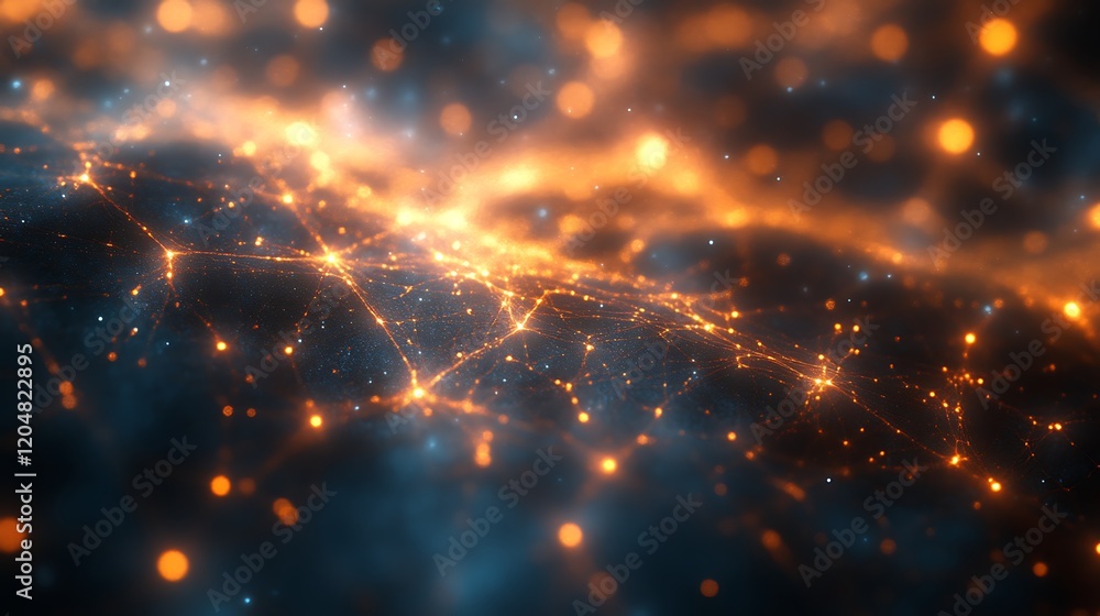 Obraz premium Illuminated Network Abstract Cosmic Background Design