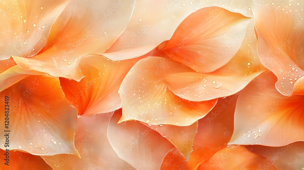 Obraz premium Dew Drops on Peach Colored Flower Petals