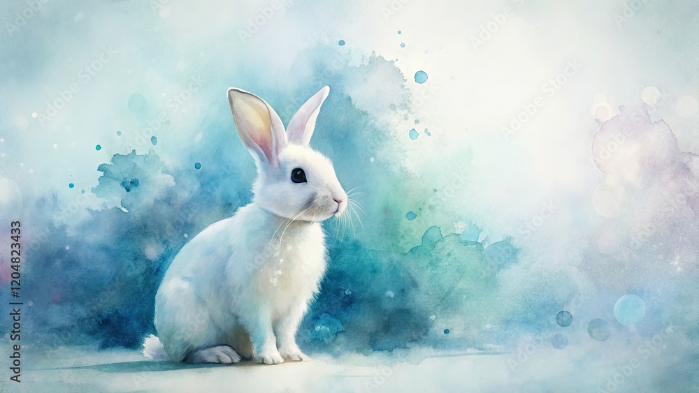 Obraz premium Adorable watercolor bunny silhouette, perfect for art prints.