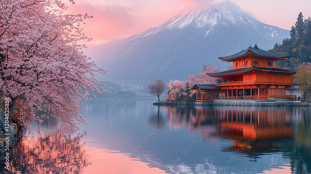 Fototapeta premium mt,sakura,fuji,fujiyama,japan,tokyo,japan,kyoto,sky, night, light, tree, nature, landscape, city, sun, clouds, aurora, water, lights, christmas, sunset, storm, blue, northern, winter, cloud, northern 