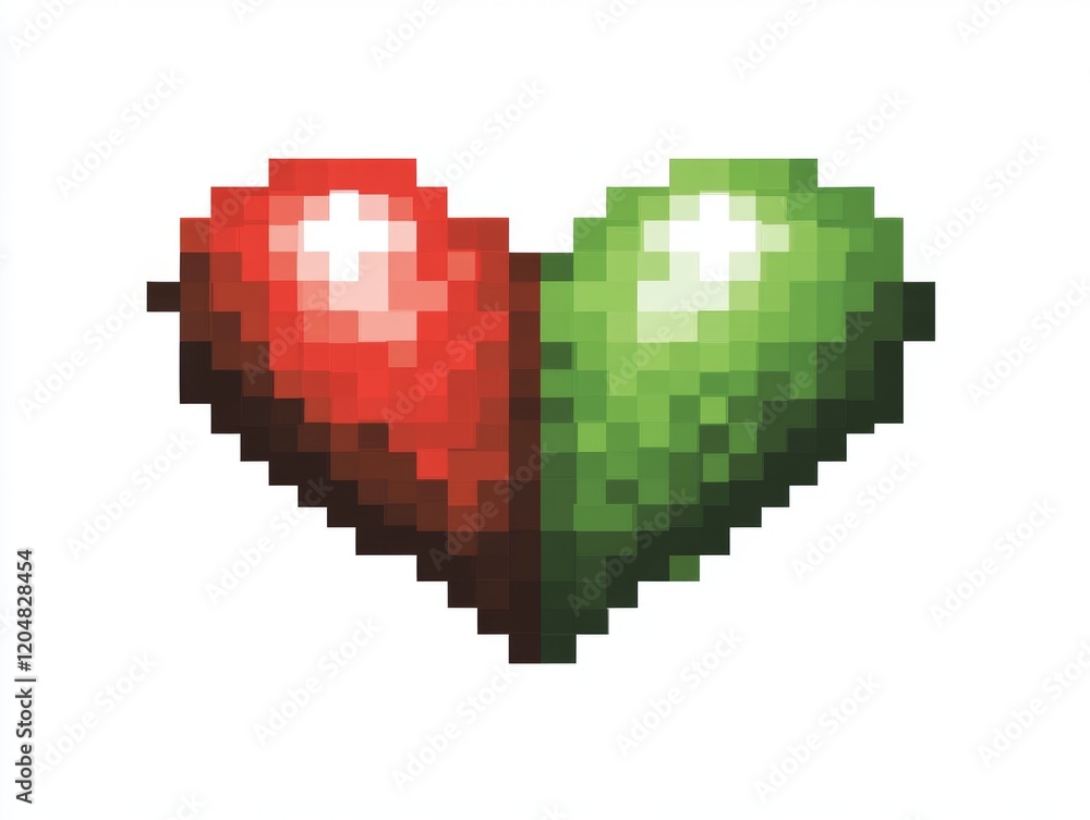 Fototapeta premium Pixel art heart symbolizing love and unity.