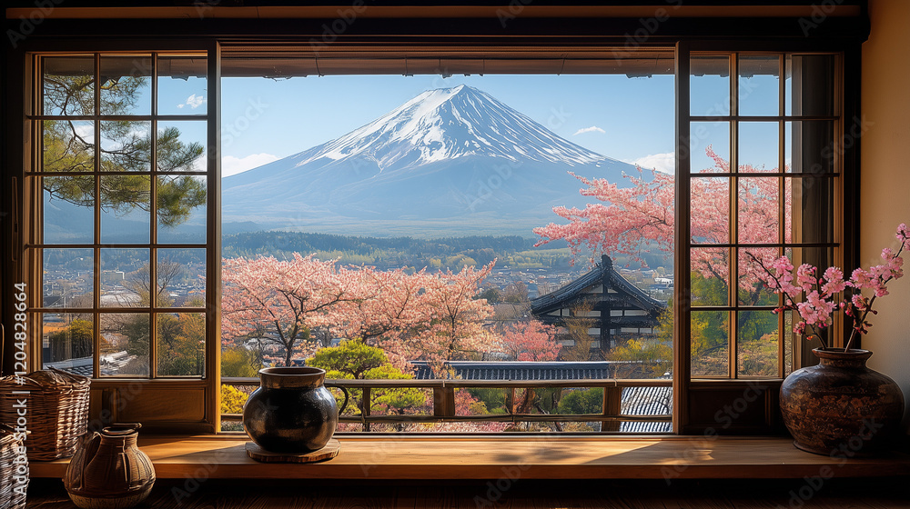 Obraz premium mt,sakura,fuji,fujiyama,japan,tokyo,japan,kyoto,sky, night, light, tree, nature, landscape, city, sun, clouds, aurora, water, lights, christmas, sunset, storm, blue, northern, winter, cloud, northern 
