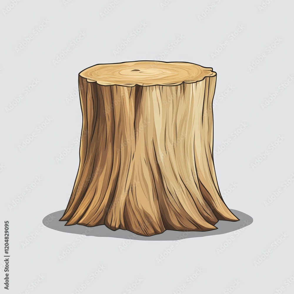 Vector illustration of an oak stump in gray gradient Vector illustration of an oak stump in gray gradient