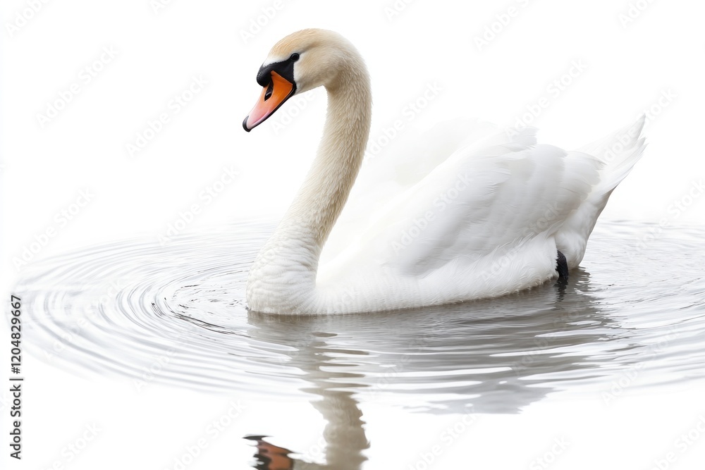 Fototapeta premium Serene Swan on Calm Water: A Study in Elegance