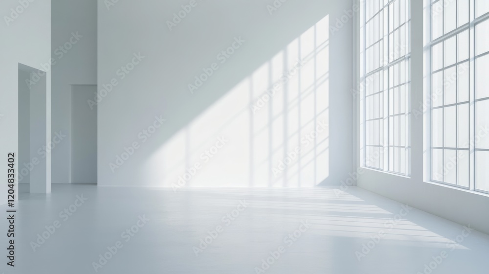 Modern open office space with white walls and natural light, concept of workspace productivity. Modern open office space with white walls and natural light, concept of workspace productivity.