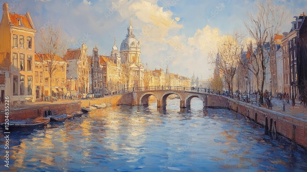 Naklejka premium Ponte Girevole in Taranto Italy Historic Architecture and Modern Cityscape Impressionism Canal View