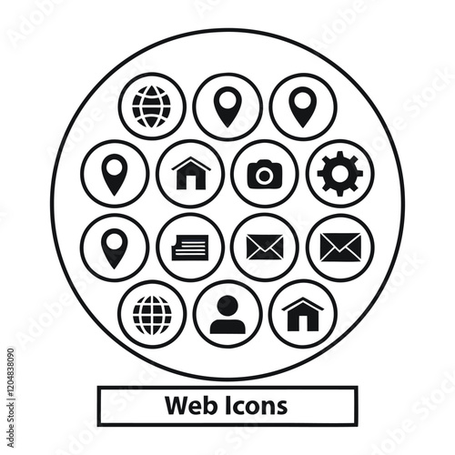 Line art icon set Web icons: Navigating Digital Communication Services Vector illustration