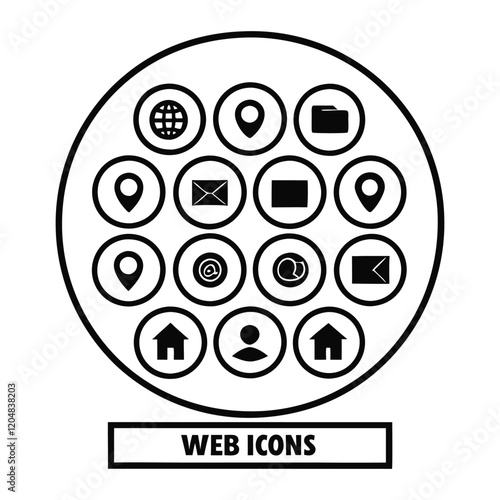 Line art icon set Web icons: Navigating Digital Communication Services Vector illustration
