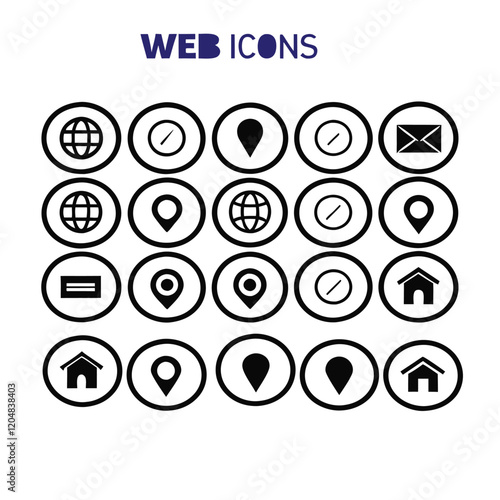 Line art icon set Web icons: Navigating Digital Communication Services Vector illustration