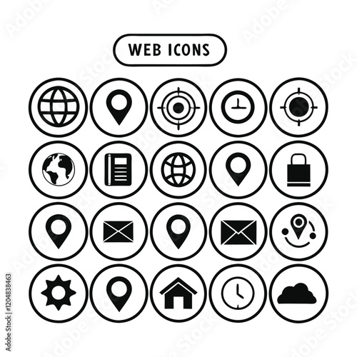 Line art icon set Web icons: Navigating Digital Communication Services Vector illustration