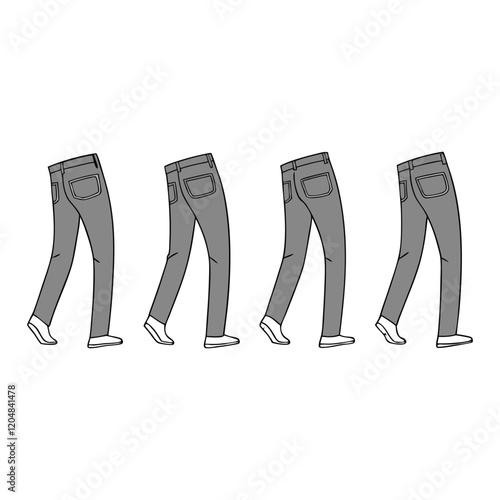 A set of blue jeans isolated on a white background, featuring pockets, buttons, and casual style, made from cotton denim fabric