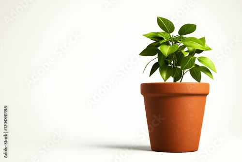 Wallpaper Mural Green Plant in Brown Pot Against Minimalist White Background Torontodigital.ca