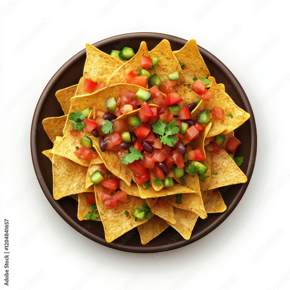 Crispy nachos topped with fresh salsa and herbs, perfect for parties Crispy nachos topped with fresh salsa and herbs, perfect for parties